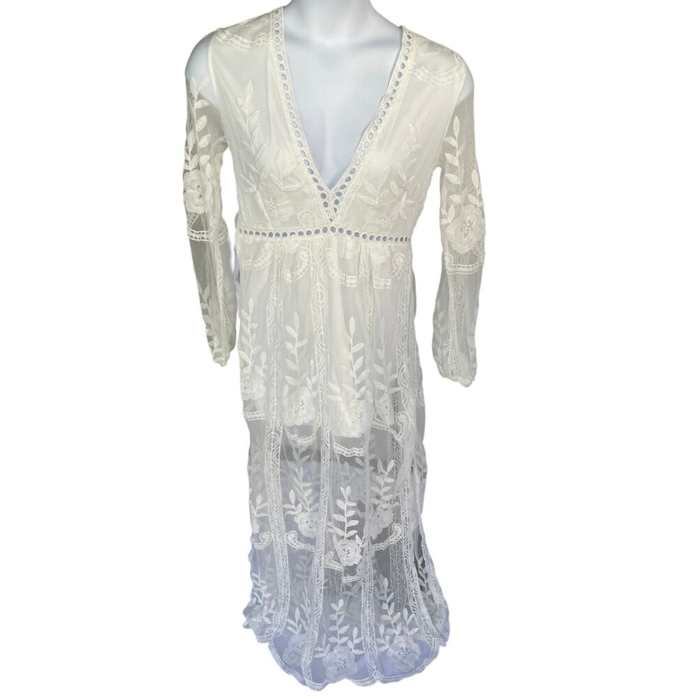 BOHO BEACH BRAND WHITE LACE DRESS, SIZE XL